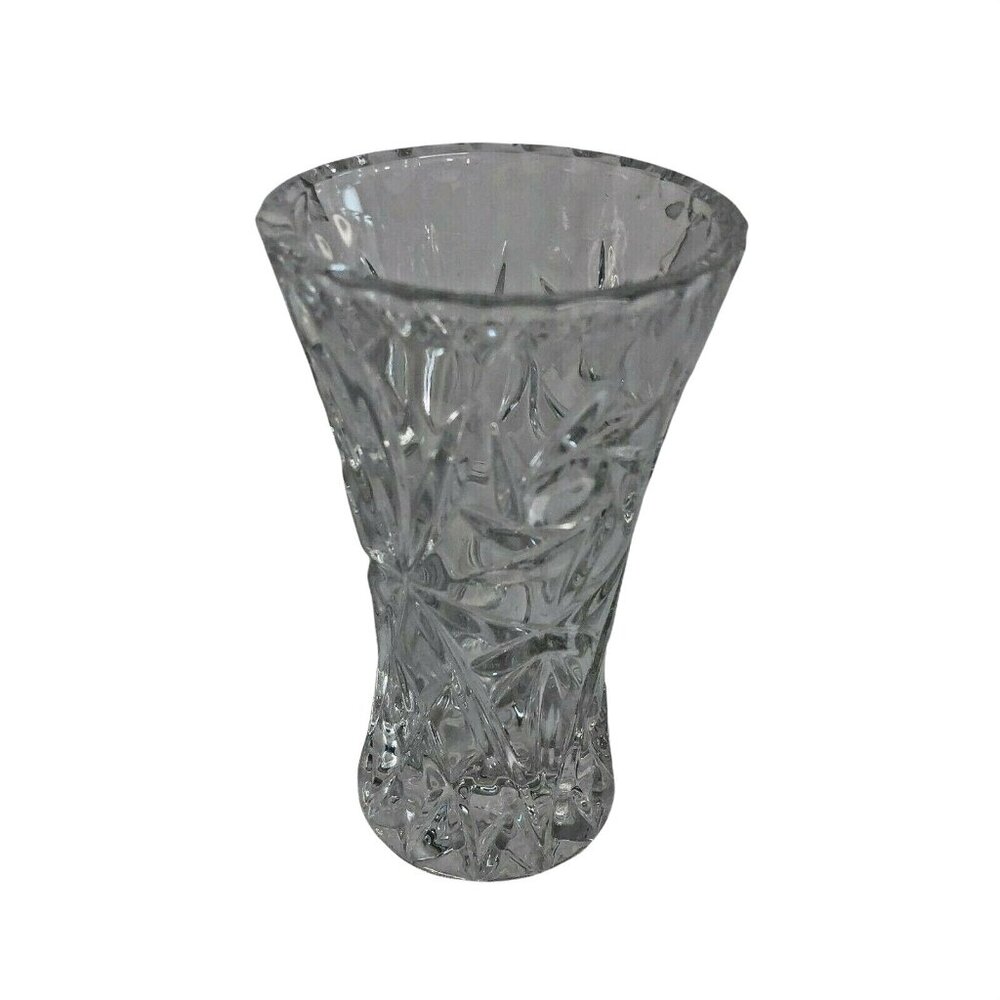 Vintage Clear Crystal Bud Vase With Starburst Design 4 in Tall